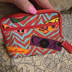 COACH RARE Poppy Colorful Patterned Zip Wristlet